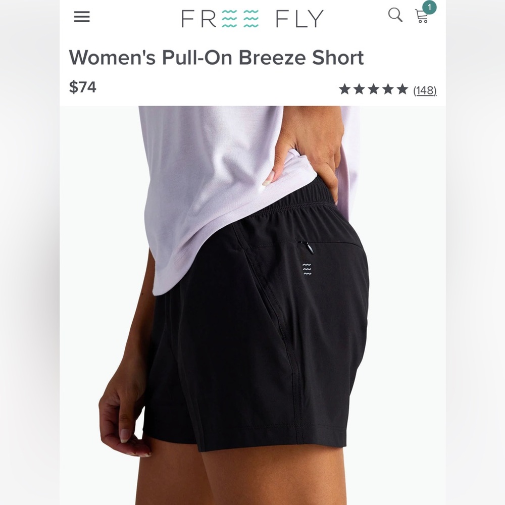 Free Fly Women's Pull-On Breeze Short, size large, color black